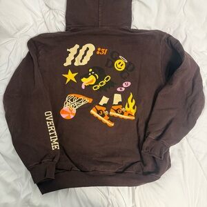 Overtime x Zia Cooke Hoodie XL Rare Collab Brown Graphic Basketball Streetwear